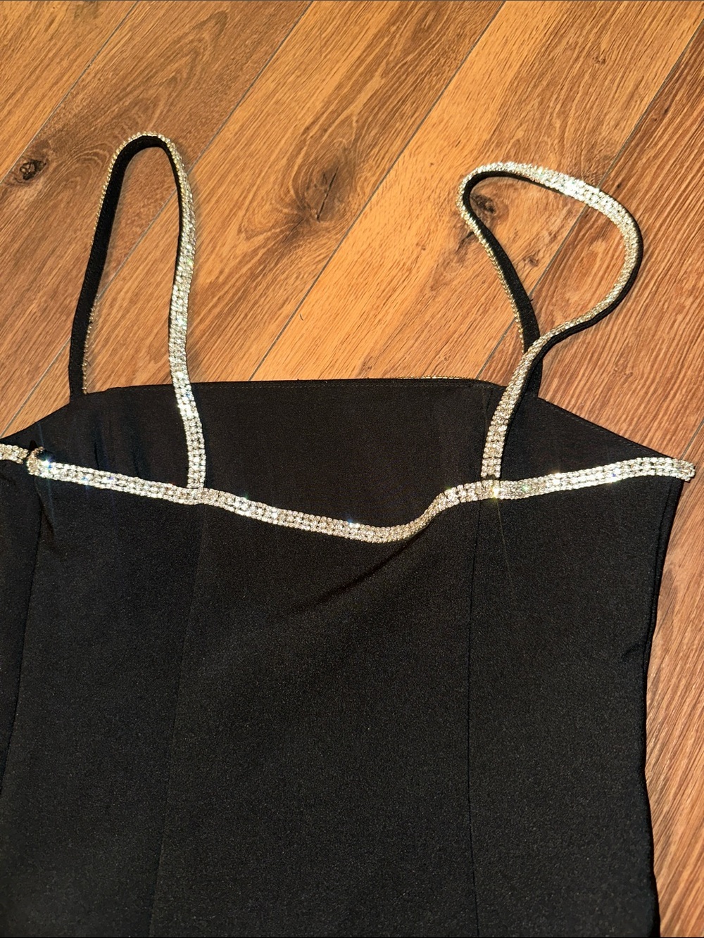 Dynamite Square Neck Rhinestone Mini Dress - Picture 6 of 7
